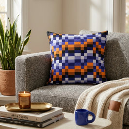 Almofada de Arremesso de Arte Pixel – Azuis, Laran