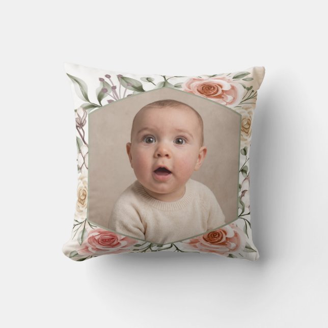 Almofada de Arremesso de Bebê com Foto e Nome Pers (Frente)