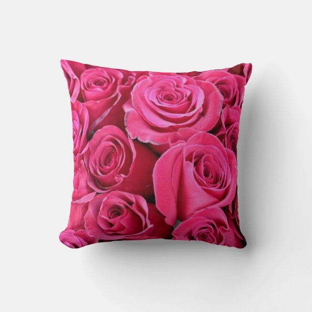 Almofada de Arremesso de Buquê de Rosa Rosa Elegan (Frente)