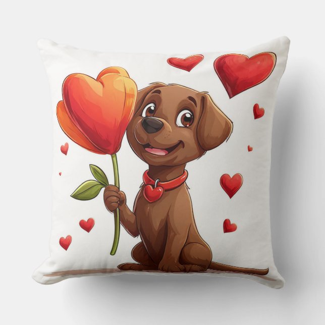 🐶 Almofada de Arremesso de Corações de Cachorro F (Frente)