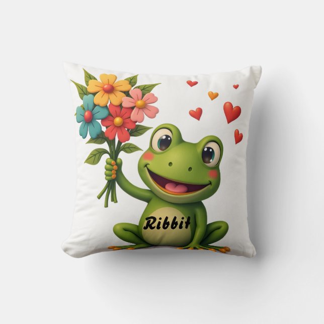 Almofada de Arremesso de Flores de Rã Personalizad (Frente)
