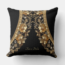 Almofada de Arremesso de Flores Douradas Ornamenta