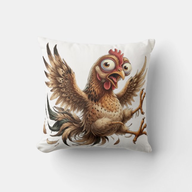 Almofada de Arremesso de Frango Louco Divertido (Frente)