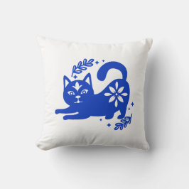 Almofada de Arremesso de Gato Azul Jovial – CozyBu
