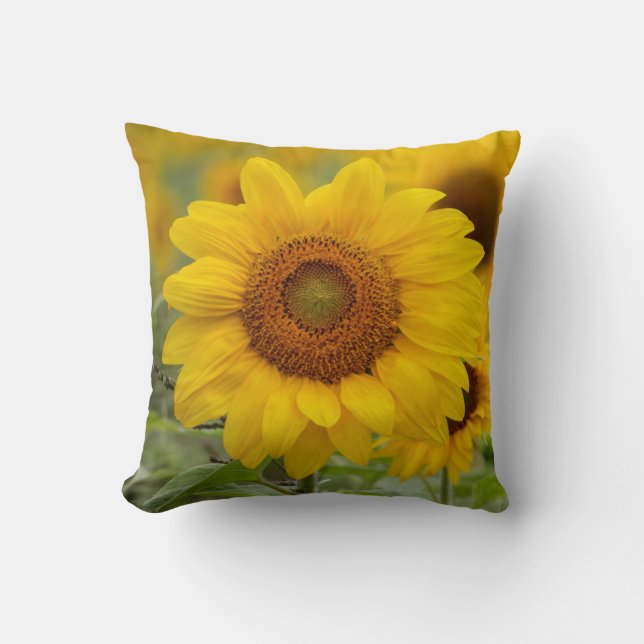 Almofada de Arremesso de Girassol Amarelo Decoraçã (Frente)