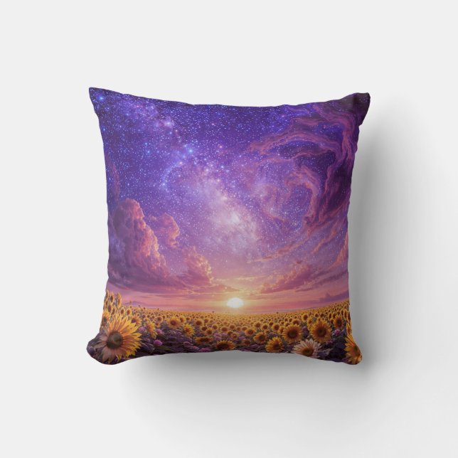 Almofada de Arremesso de Girassol Celestial (Frente)