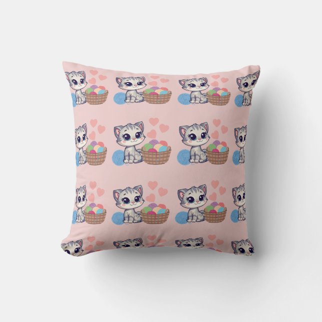 Almofada de Arremesso de Kitten & Yarn (Frente)
