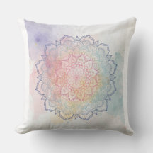 Almofada de Arremesso de Mandala em Aquarela