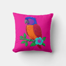 Almofada de Arremesso de Papagaio Tropical Vibrant