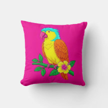 Almofada de Arremesso de Papagaio Tropical Vibrant