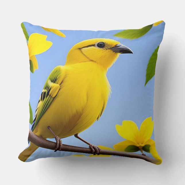 🐦 Almofada de Arremesso de Pássaro Amarelo Casa d (Frente)