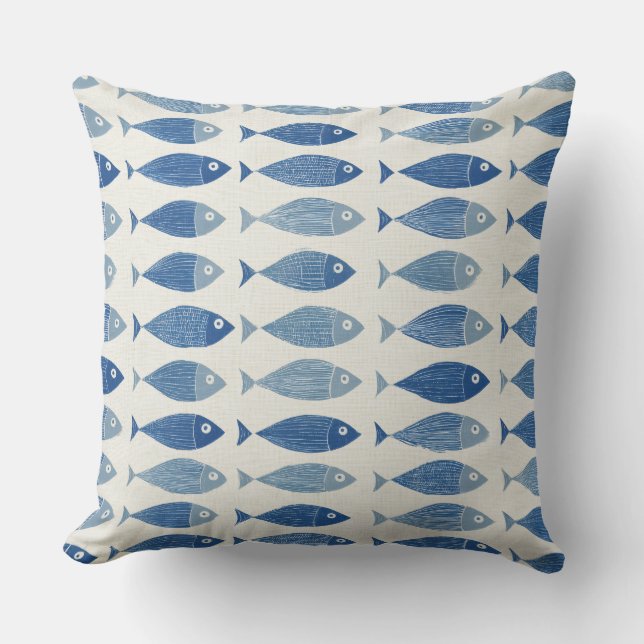 Almofada de Arremesso de Peixe Azul (Frente)