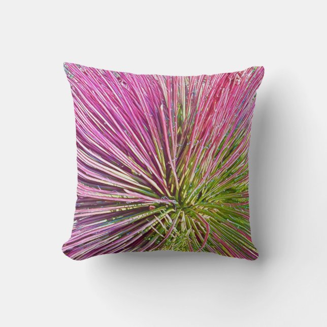 Almofada de Arremesso de Planta Estilizada Rosa Ma (Frente)