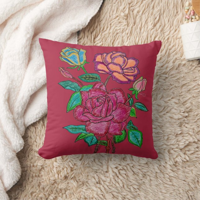 Almofada de Arremesso de Rosas Coloridas (Cobertor)
