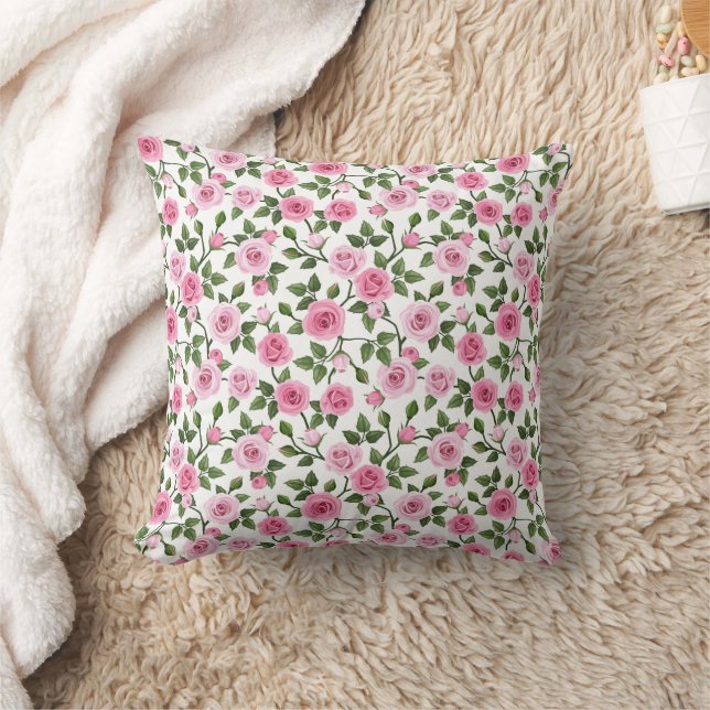 Almofada de Arremesso de Rosas Cor-de-Rosa (Cobertor)