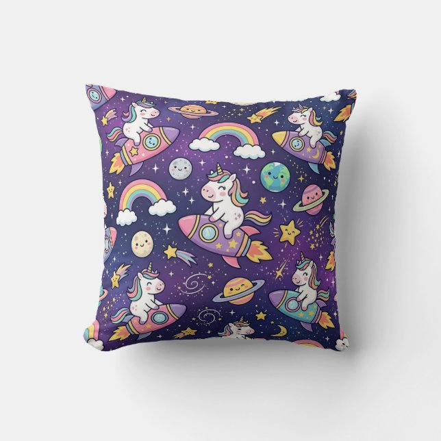 Almofada de Arremesso de Unicórnio Espacial – Padr (Frente)