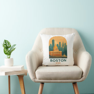 Almofada de Arremesso de Viagem Vintage Boston – A