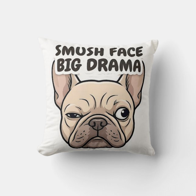 Almofada de Arremesso Dramática de Bulldog Francês (Frente)