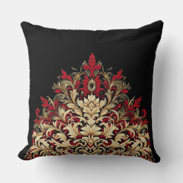 Almofada de Arremesso em Damasco Vermelho Dourado