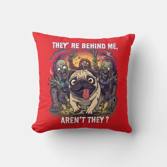 Almofada de Arremesso Engraçada de Pug de Hallowee (Frente)