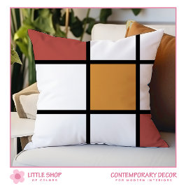 Almofada de Arremesso Estilo Mondrian em Dourado F