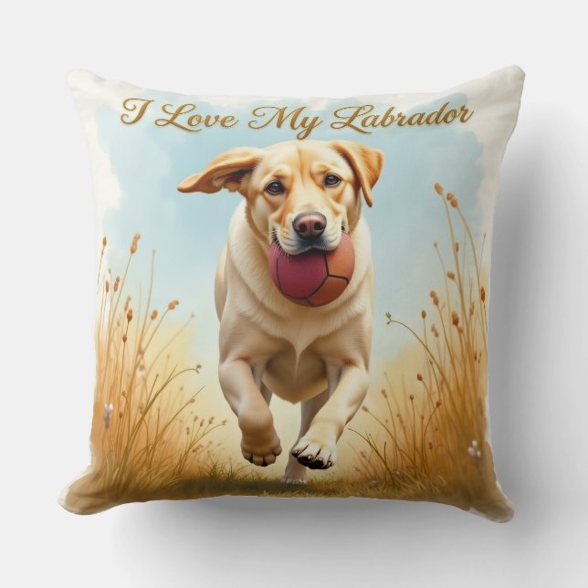 Almofada de Arremesso Eu Amo Meu Labrador (Frente)