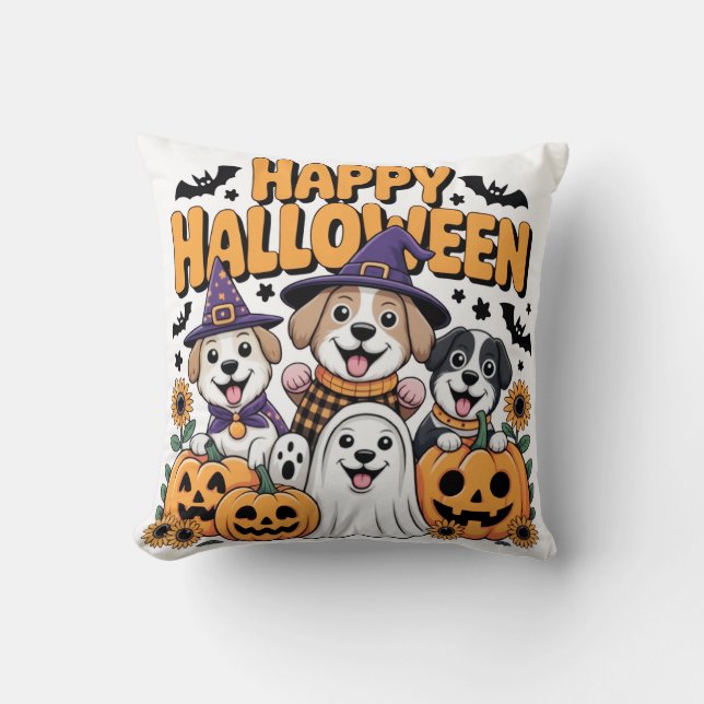 Almofada de Arremesso Feliz Halloween (Frente)