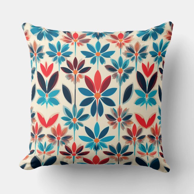 🌸 Almofada de Arremesso Floral Azul Decoração Mod (Frente)