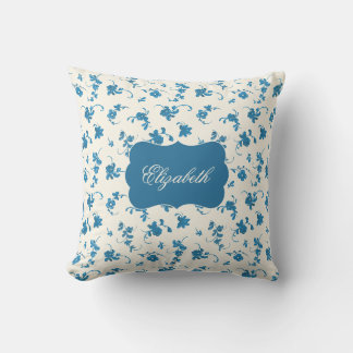 Almofada de Arremesso Floral Azul Personalizada El