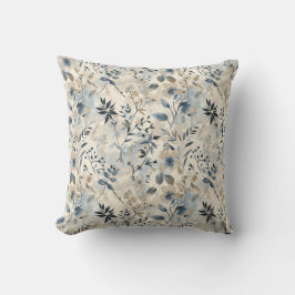Almofada de Arremesso Floral Azul Vintage Neutro