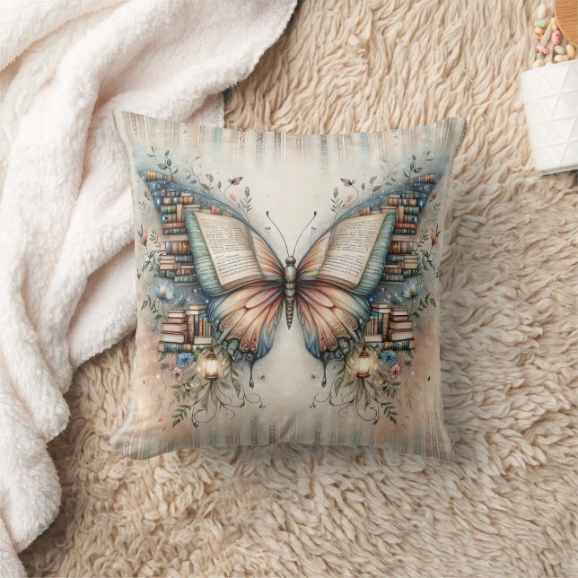 Almofada de Arremesso Floral Borboleta Livro, Deco (Cobertor)