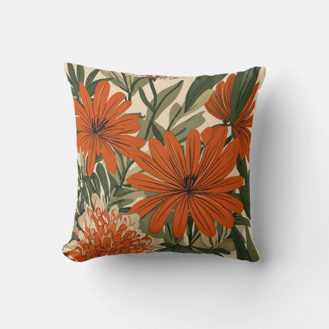 Almofada de Arremesso Floral Botânica Moderna | Tr (Frente)