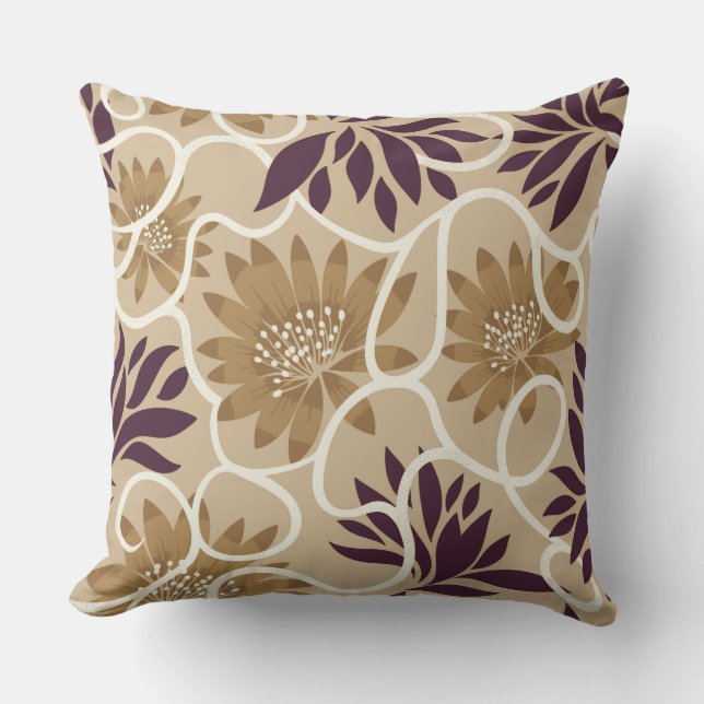 Almofada de Arremesso Floral Botânico Boho, Bege N (Frente)