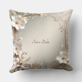 Almofada de Arremesso Floral Branca Ornamentada