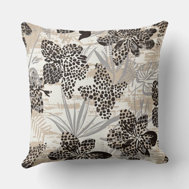 Almofada de Arremesso Floral com Estampa de Leopar (Verso)