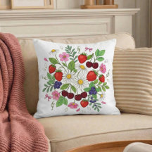 Almofada de Arremesso Floral de Frutas Vermelhas