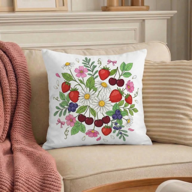 Almofada de Arremesso Floral de Frutas Vermelhas (Criador carregado)