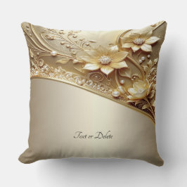 Almofada de Arremesso Floral Dourada Ornamentada M