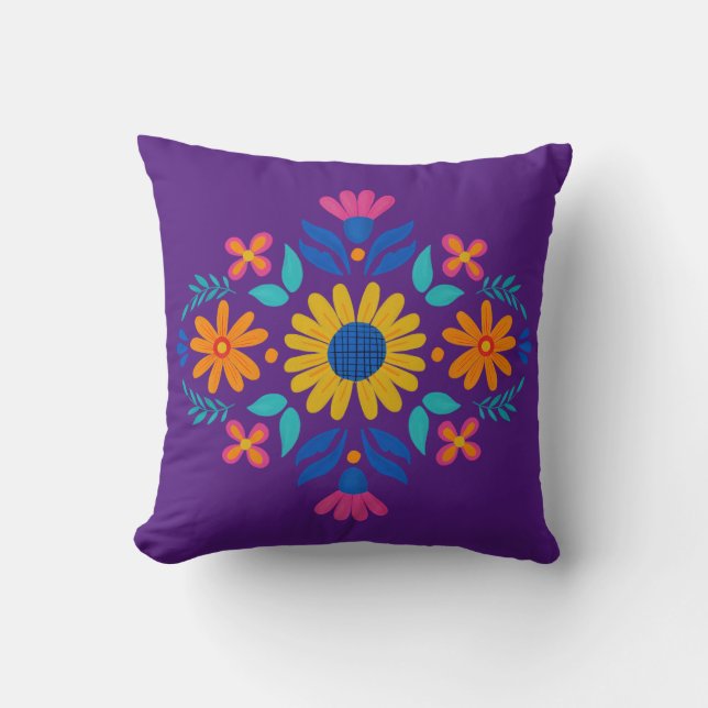Almofada de Arremesso Floral Fiesta Roxo Rico Prof (Frente)