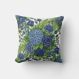 Almofada de Arremesso Floral Índigo Hortênsias