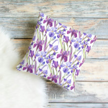 Almofada de Arremesso Floral Íris Roxo Aquarela