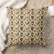 Almofada de Arremesso Floral Preto Branco e Dourad