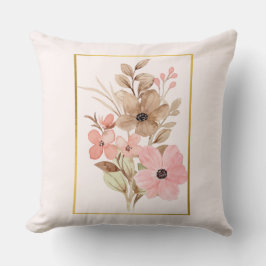 Almofada de Arremesso Floral Rosa e Marrom com Mol