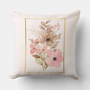 Almofada de Arremesso Floral Rosa e Marrom com Mol