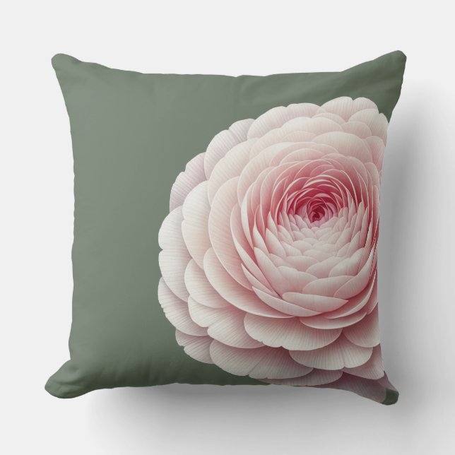 Almofada de Arremesso Floral Rosa Suave Verde Salv (Frente)
