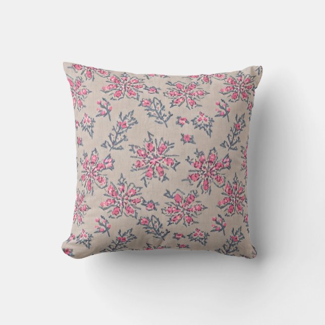Almofada de Arremesso Flores Rosa Vintage Bloom (Frente)