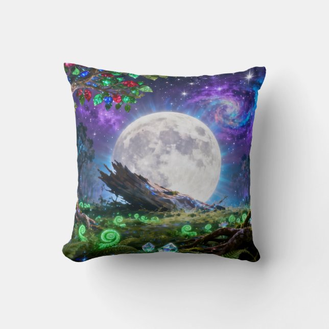Almofada de Arremesso Floresta Fantasia Lua Cheia (Frente)