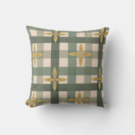 Almofada de Arremesso Gingham Verde & Folhas