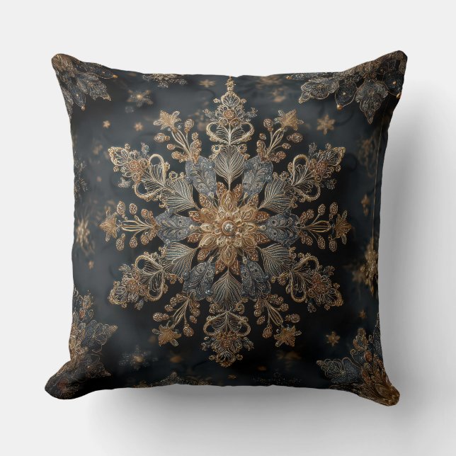 Almofada de Arremesso Luxuosa Mandala Dourada (Frente)