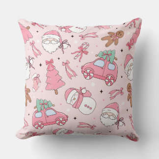 Almofada de Arremesso Natal Rosa Seamless